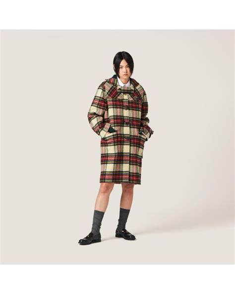 miu miu coat plaid|Ivory Single.